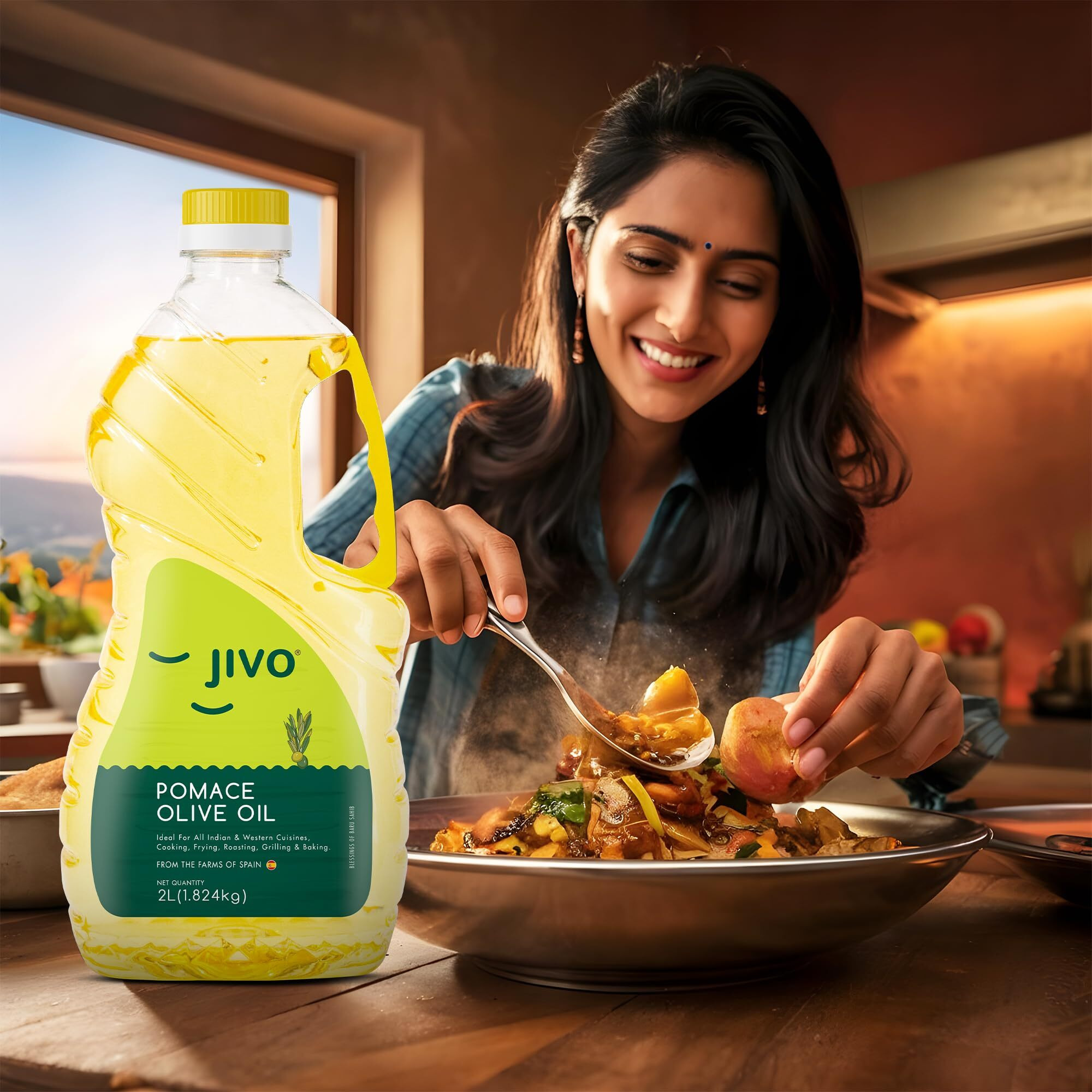 Jivo Everyday Cooking Pomace Olive Oil | Rich in MUFA, Low in Saturated Fat - 2 Litre (Pack of 1)