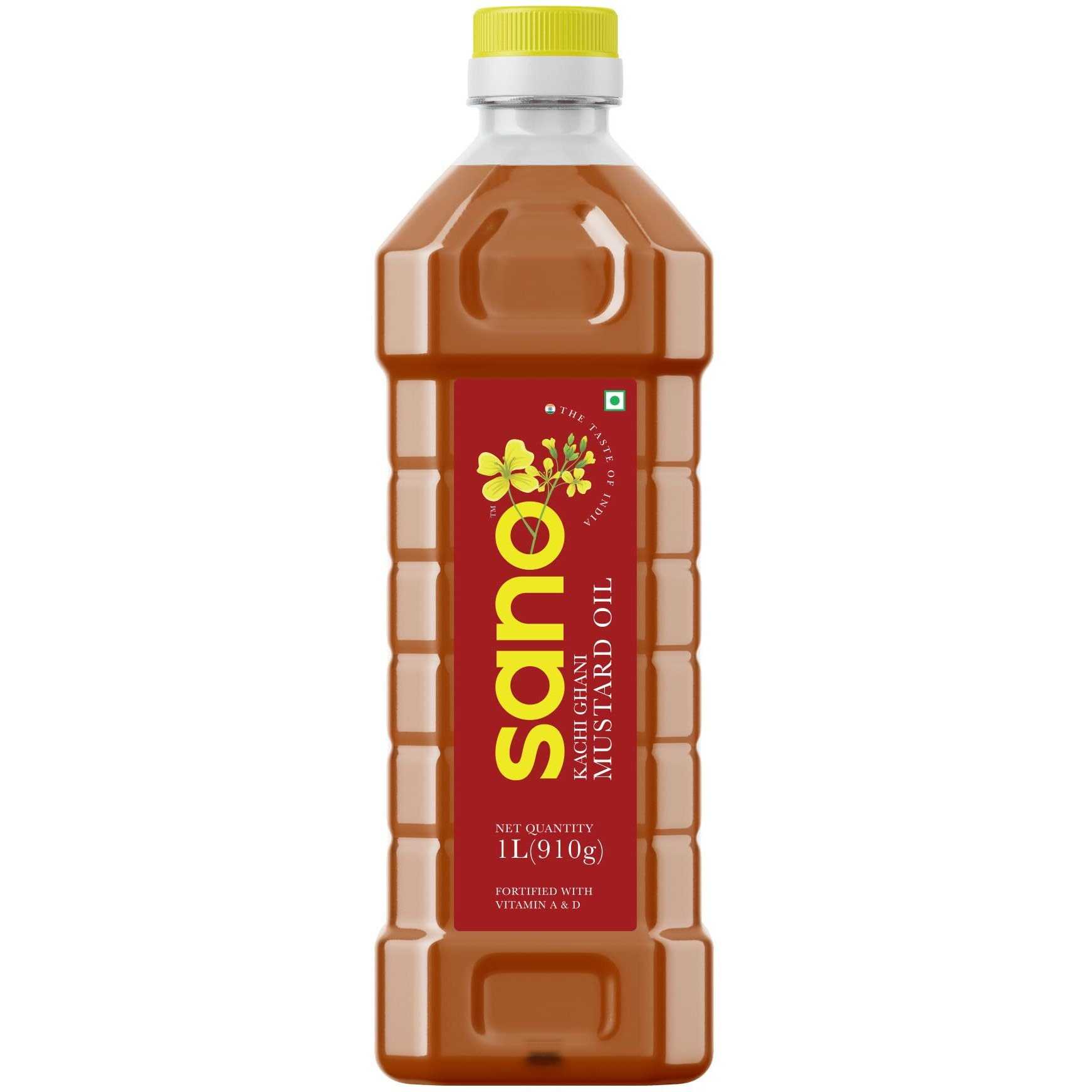 Sano Pure & Fresh Kachi Ghani Mustard Oil - 1 Litre Pet Bottle | High Pungency | Rich in Omega-3 | 100% Natural | Authentic Indian Cooking Oil