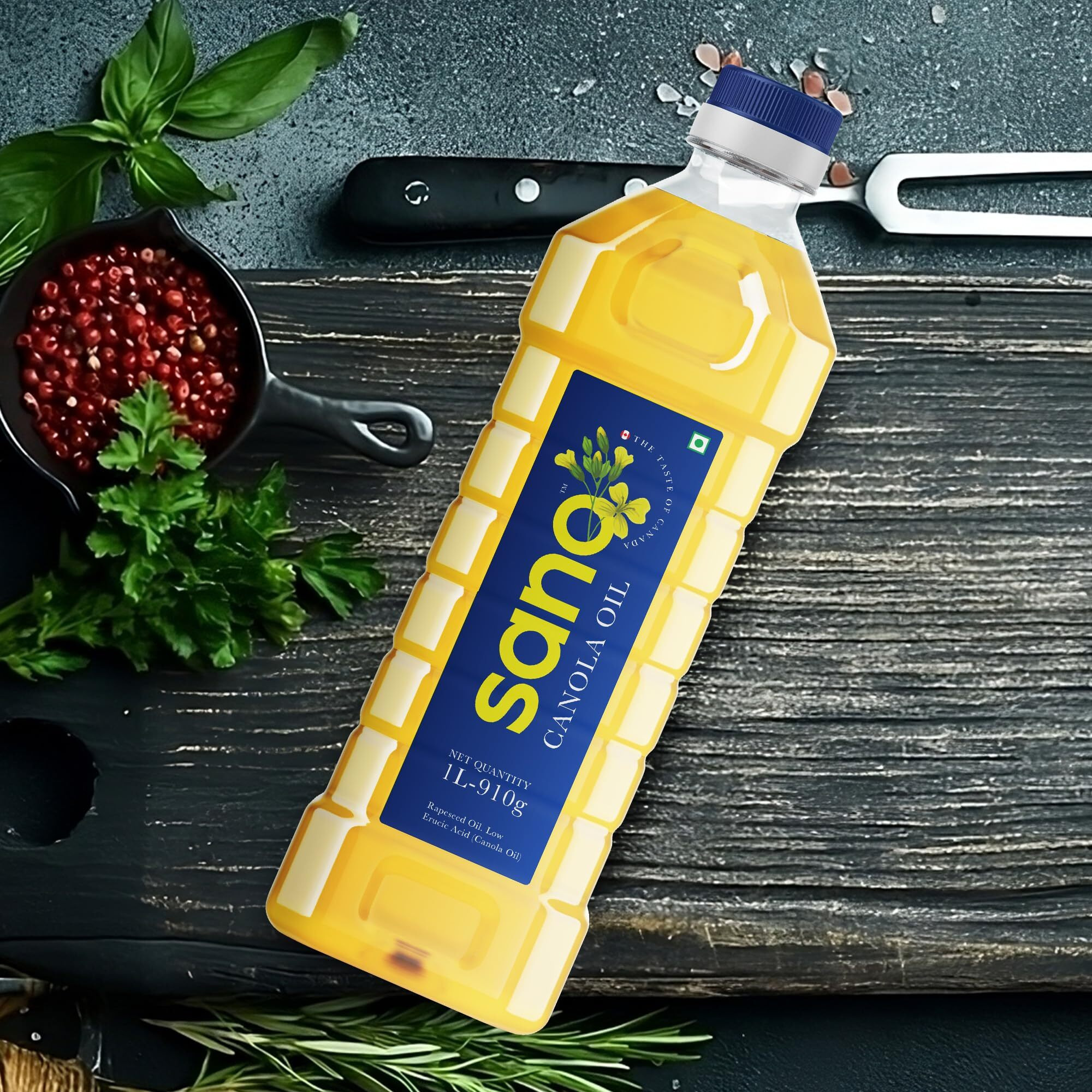 Sano Canola Oil Cooking Oil for Daily Use | Recommended for All Types of Cuisines | Lowest in Saturated Fat Content | Ideal for Health-Conscious Cooking | 1 Liter (Pack of 1)