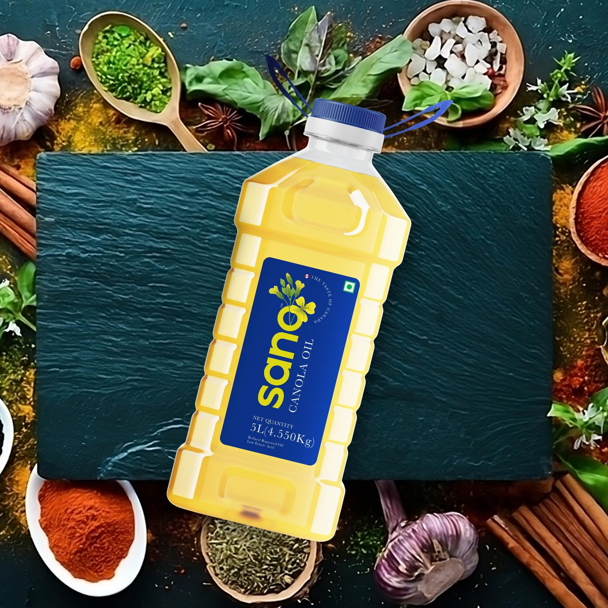 Sano Canola Oil Cooking Oil for Daily Use | Recommended for All Types of Cuisines | Lowest in Saturated Fat - 5 Litres (Pack of 1)