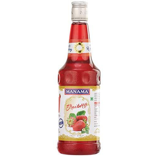 Manama Strawberry Syrup | Mixer for Mocktails, Cocktails, Drinks, Juices, Beverages | Non Alcoholic Mix 750ML Bottle