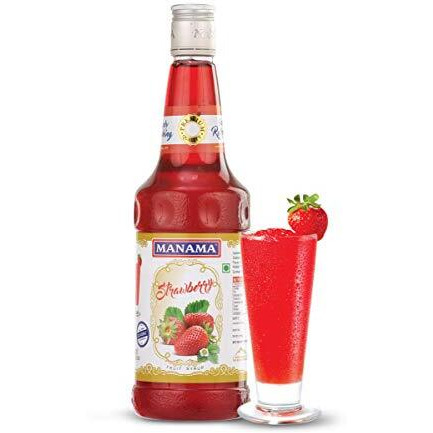 Manama Strawberry Syrup | Mixer for Mocktails, Cocktails, Drinks, Juices, Beverages | Non Alcoholic Mix 750ML Bottle