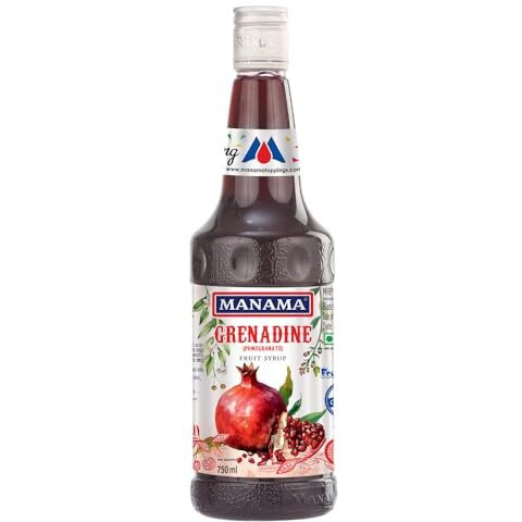 Manama Grenadine (Pomegranate) Syrup | Mixer for Mocktails, Cocktails, Drinks, Juices, Beverages | Non Alcoholic Mix 750ML Bottle