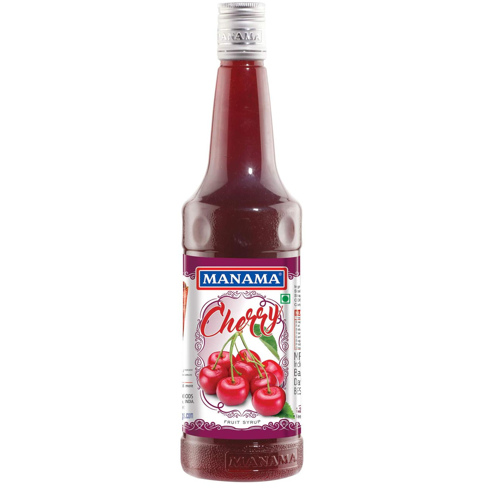 Manama Cherry Fruit Flavoured Syrup for Mocktails and Cocktails, 750ML