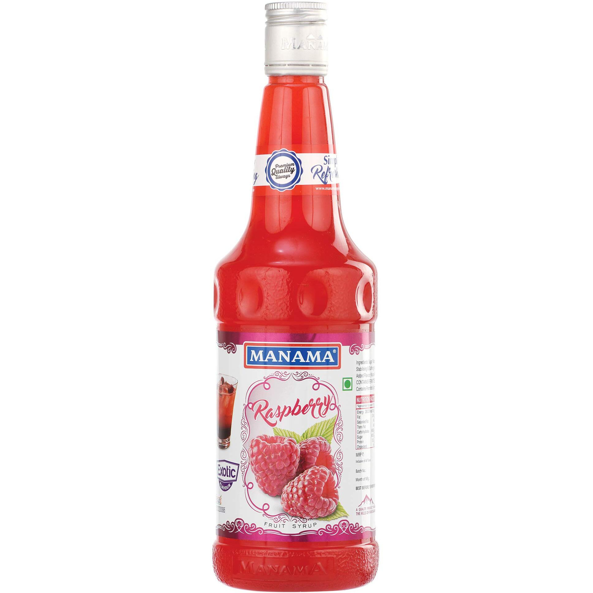 Manama Raspberry Syrup | Mixer for Mocktails, Cocktails, Drinks, Juices, Beverages | Non Alcoholic Mix 750ML Bottle