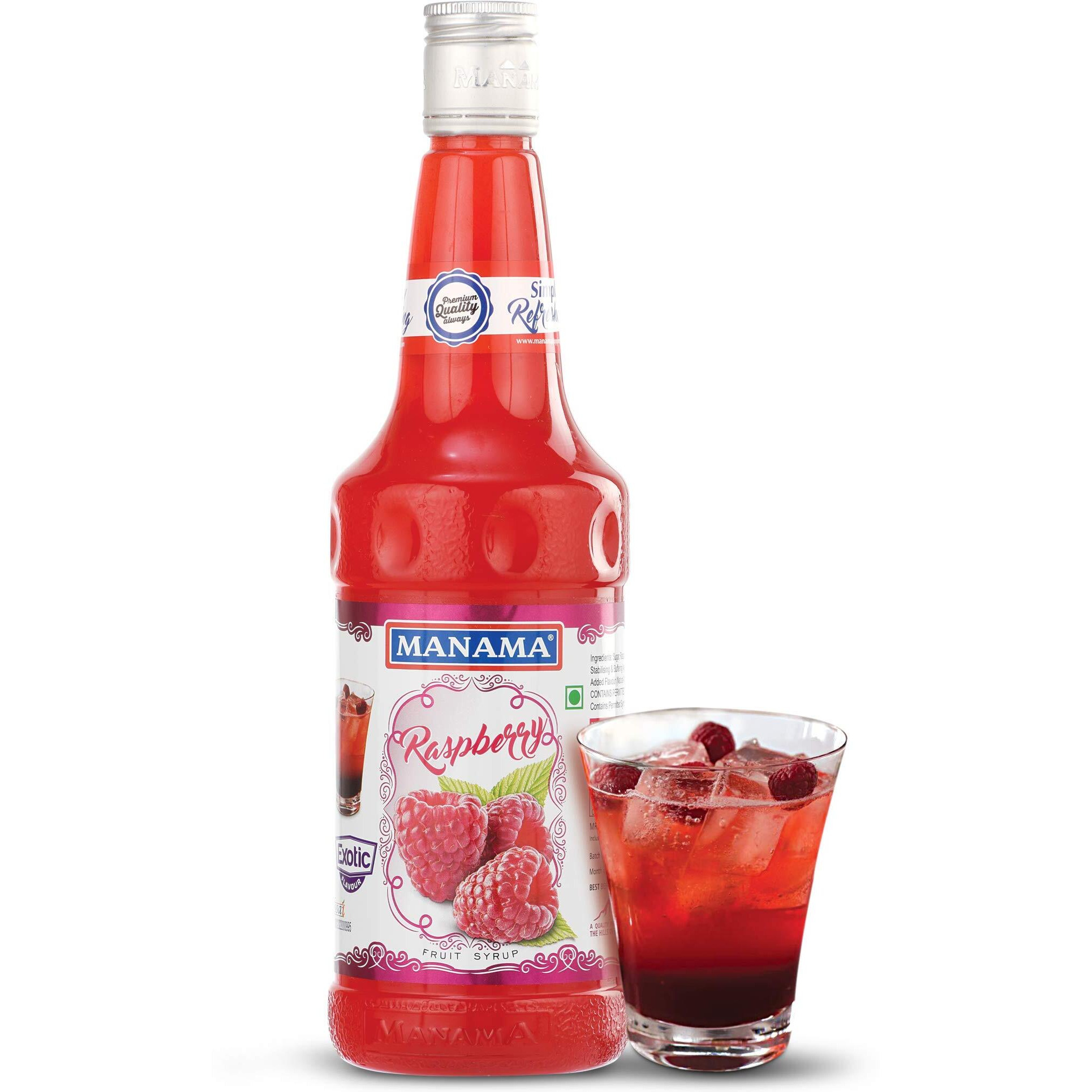 Manama Raspberry Syrup | Mixer for Mocktails, Cocktails, Drinks, Juices, Beverages | Non Alcoholic Mix 750ML Bottle