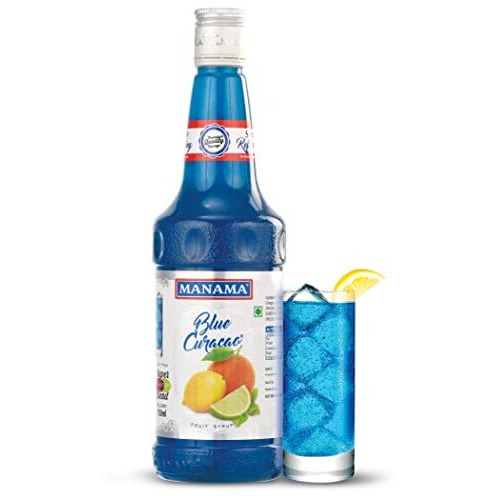 Manama Blue Curacao Syrup | Mixer for Mocktails, Cocktails, Drinks, Juices, Beverages | Non Alcoholic Mix 750ML Bottle