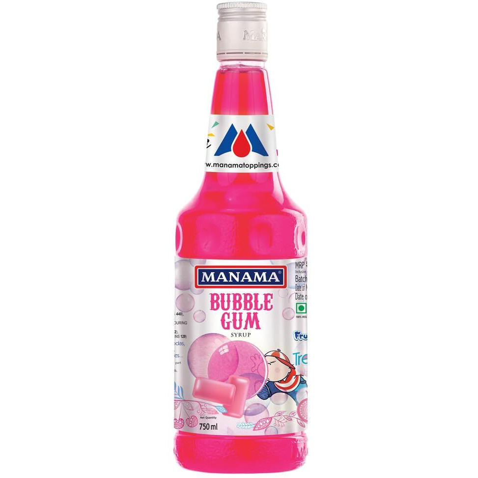 Manama Bubble Gum Syrup | Mixer for Mocktails, Cocktails, Drinks, Juices, Beverages | Non Alcoholic Mix 750ML Bottle
