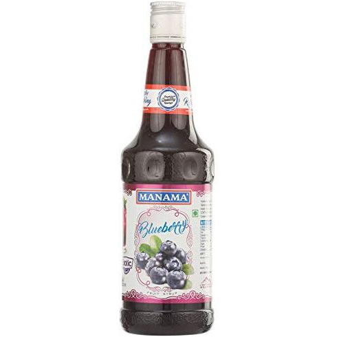 Manama Blueberry Syrup | Mixer for Mocktails, Cocktails, Drinks, Juices, Beverages | Non Alcoholic Mix 750ML Bottle