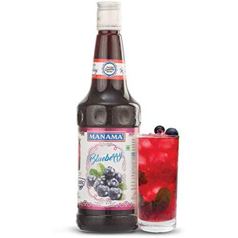 Manama Blueberry Syrup | Mixer for Mocktails, Cocktails, Drinks, Juices, Beverages | Non Alcoholic Mix 750ML Bottle