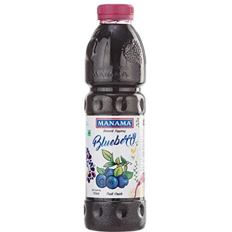 Manama Blueberry Fruit Crush Topping for Desserts Like Cakes, Pies and Ice Creams (750ML)