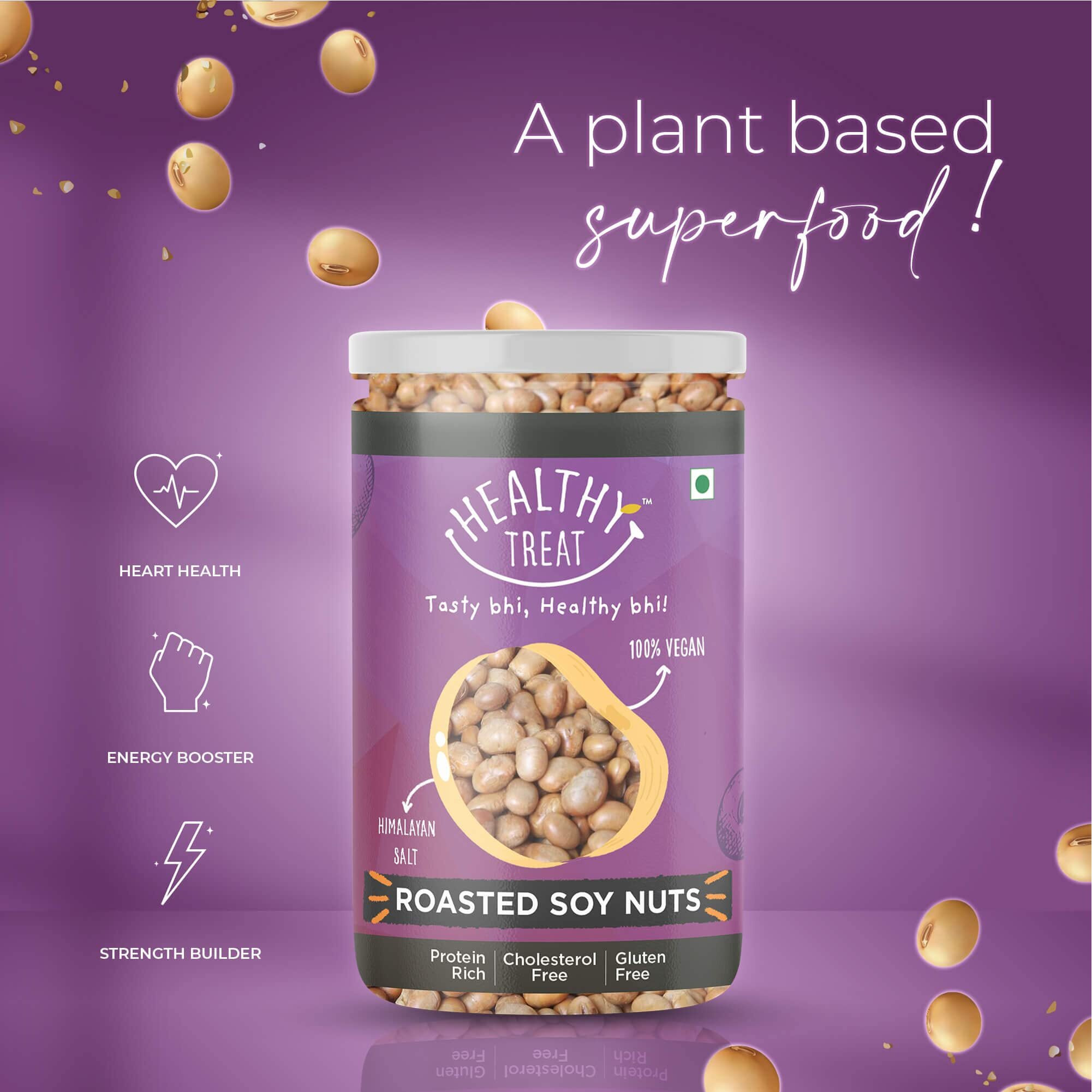 Healthy Treat Roasted Soyabean - Protein Rich 400 gm | Healthy Roasted Namkeen Snacks | Crunchy, Tasty & Delicious | Natural High Protein Snacks | Oil-Free, Non-fried Snack | Healthy Soya Snacks | (Pack of 2-200 gm each)