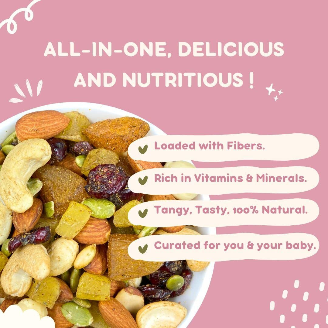 Pregnancy Special Trail Mix 250g | Nutritional Snack for Moms | 6+ Varieties like Almond, Cashew, Hazelnut, Dried Mango, Dried Apricot, Roasted Pumpkin Seed | Pregnancy food for women | Healthy Nutritious Pregnancy Snacks