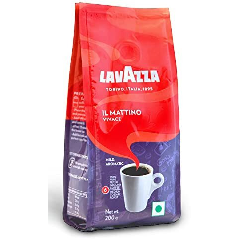 LAVAZZA IL Mattino Vivace 100% Pure Filter Ground Coffee Powder, 200g, Bag