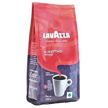 LAVAZZA IL Mattino Vivace 100% Pure Filter Ground Coffee Powder, 200g, Bag