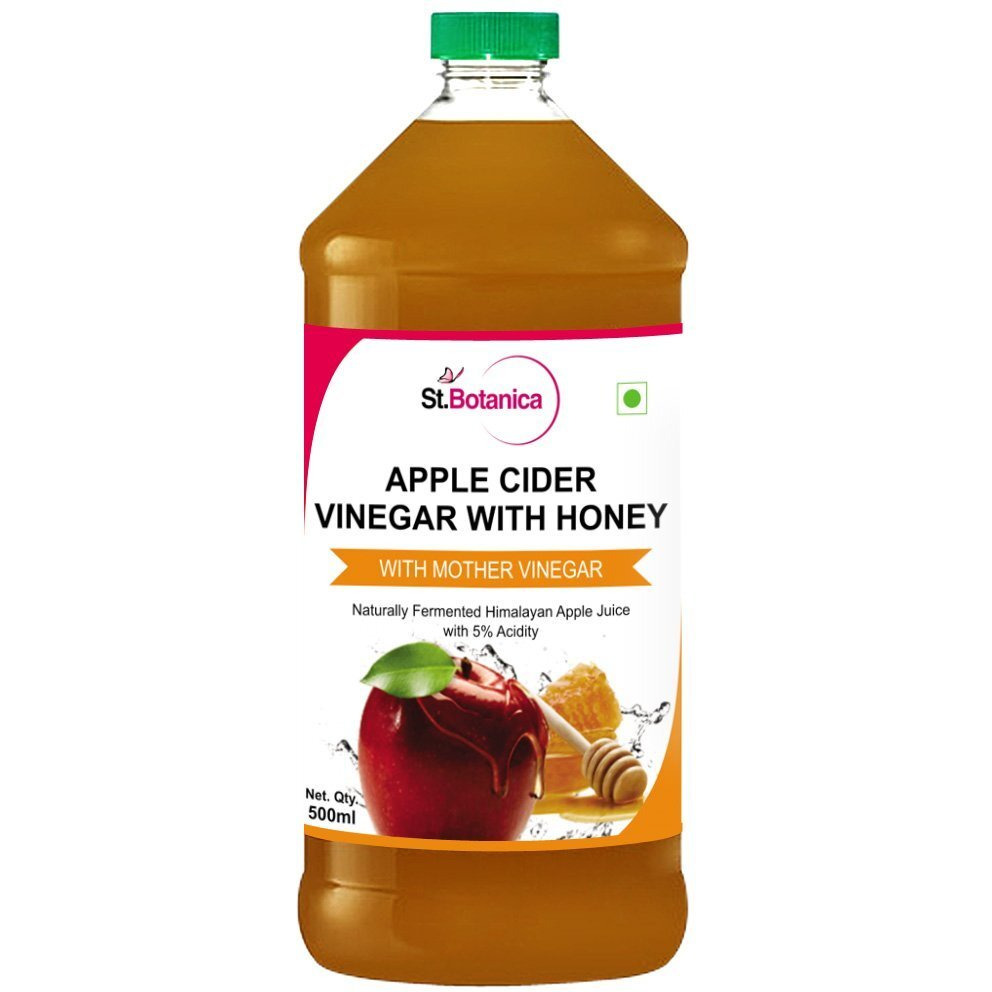 St.Botanica Apple Cider Vinegar with Mother Vinegar and Honey 500 ml with Natural & Organic Himalayan Apple | Raw, Unfiltered & Non-Pasturized | Boosts Overall Health | No Chemicals