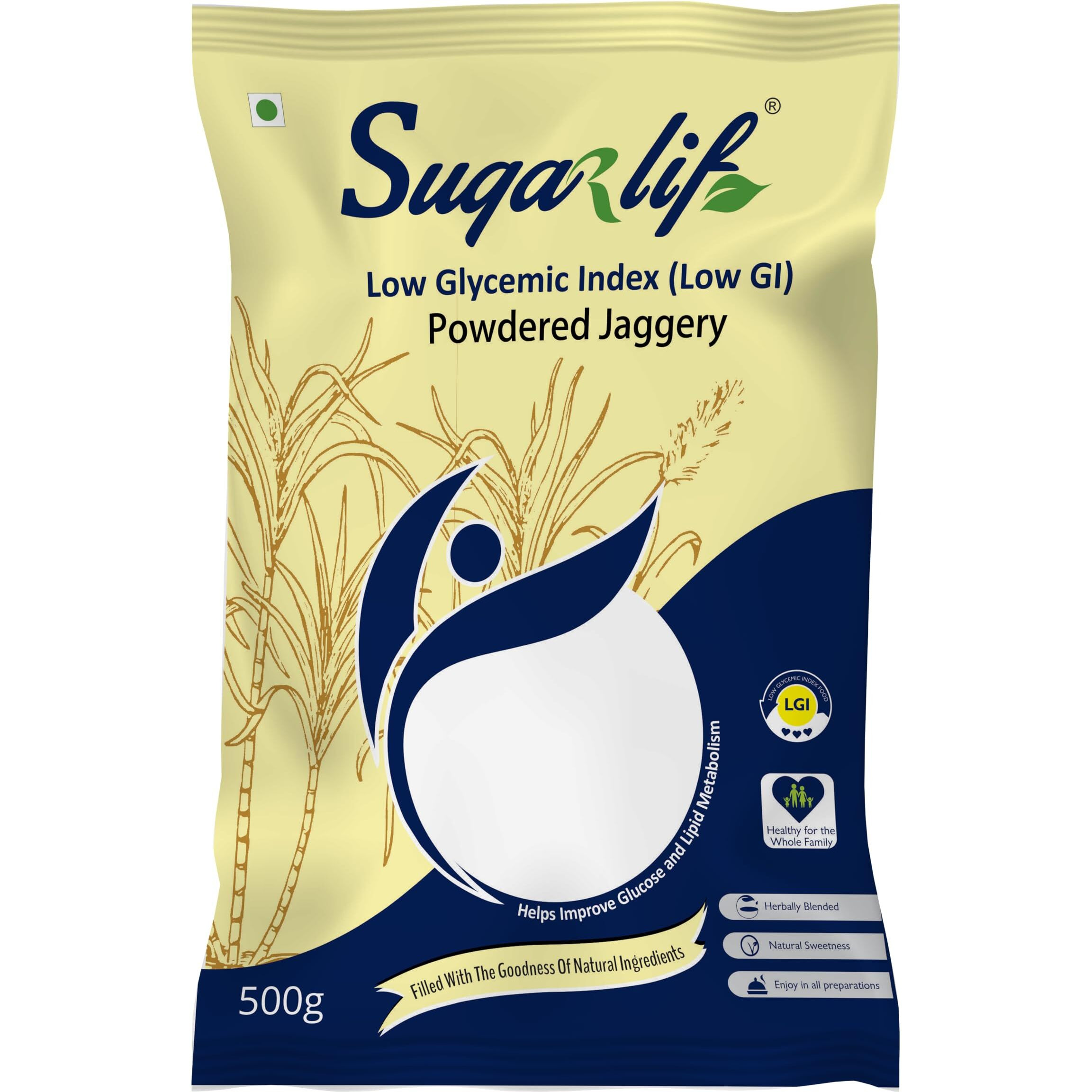Sugarlif Low GI Herbal Jaggery powder - Orignal Product of Dr C K Nadagopalan - Diabetic Friendly - Low Glycemic Index - Suitable for all.