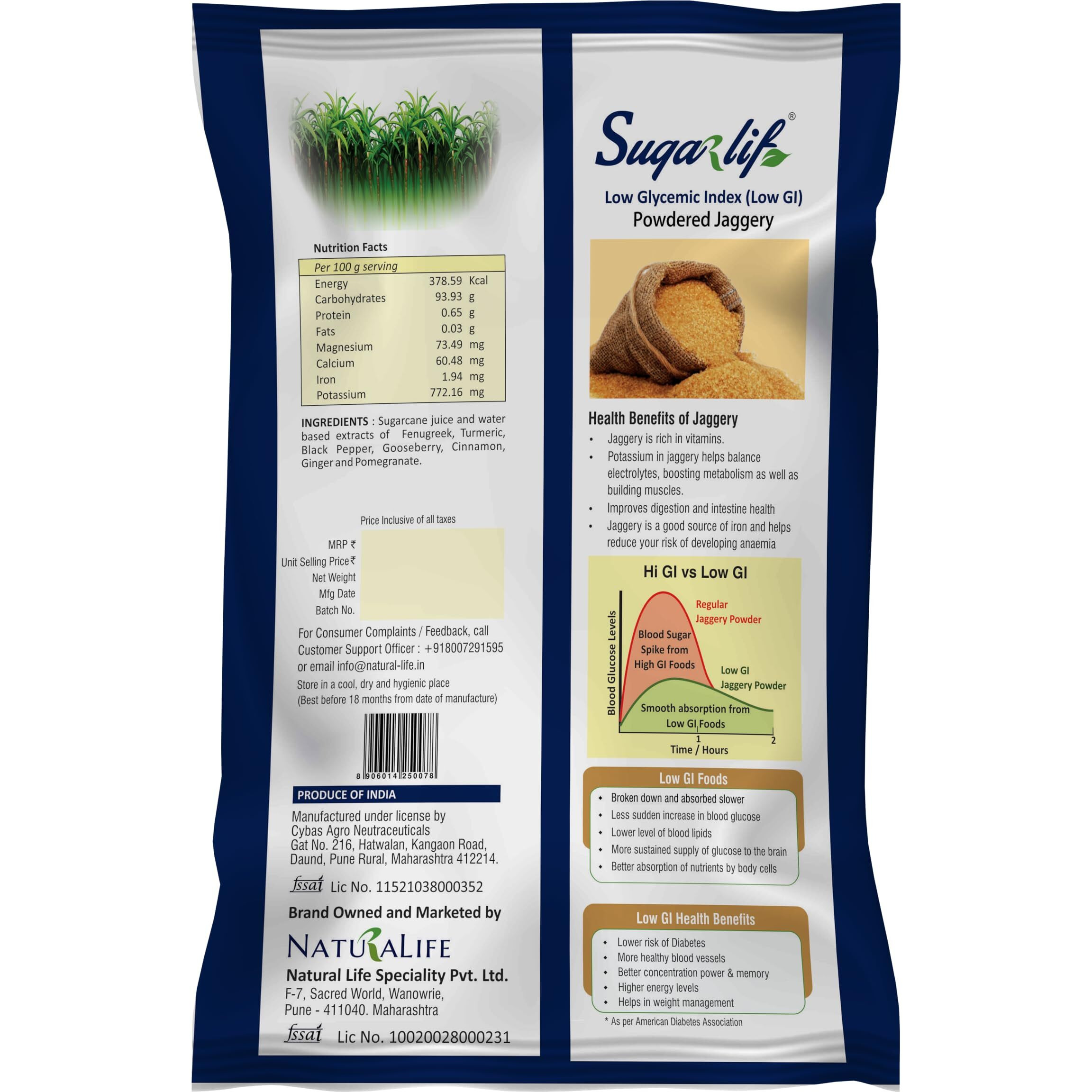 Sugarlif Low GI Herbal Jaggery powder - Orignal Product of Dr C K Nadagopalan - Diabetic Friendly - Low Glycemic Index - Suitable for all.