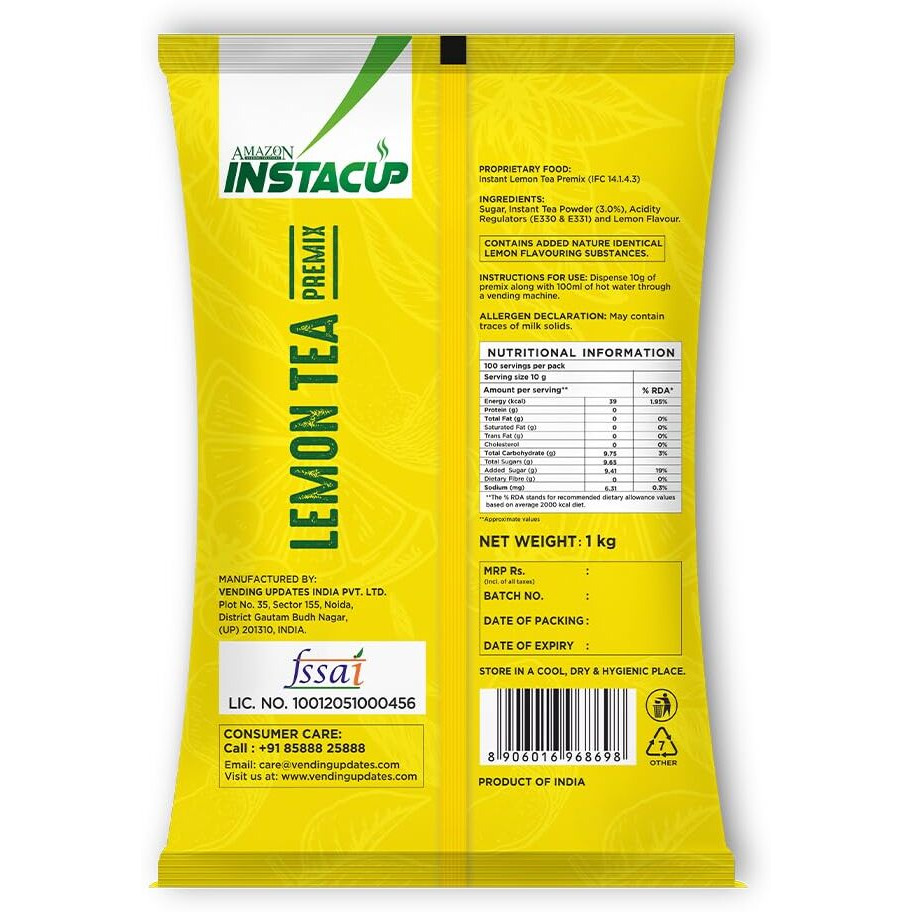 ATLANTIS Amzn Instant Lemon Chai Tea Granules Premix 1 Kg Pack For Vending Machines