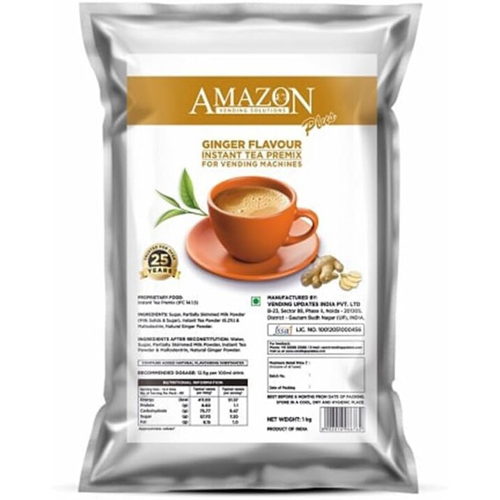 AMAZON 3 in 1 Ginger Plus Instant Tea Premix Powder 1 Kg (Ginger Powder Tea, Milk and Sugar) for Vending Machine, Bag