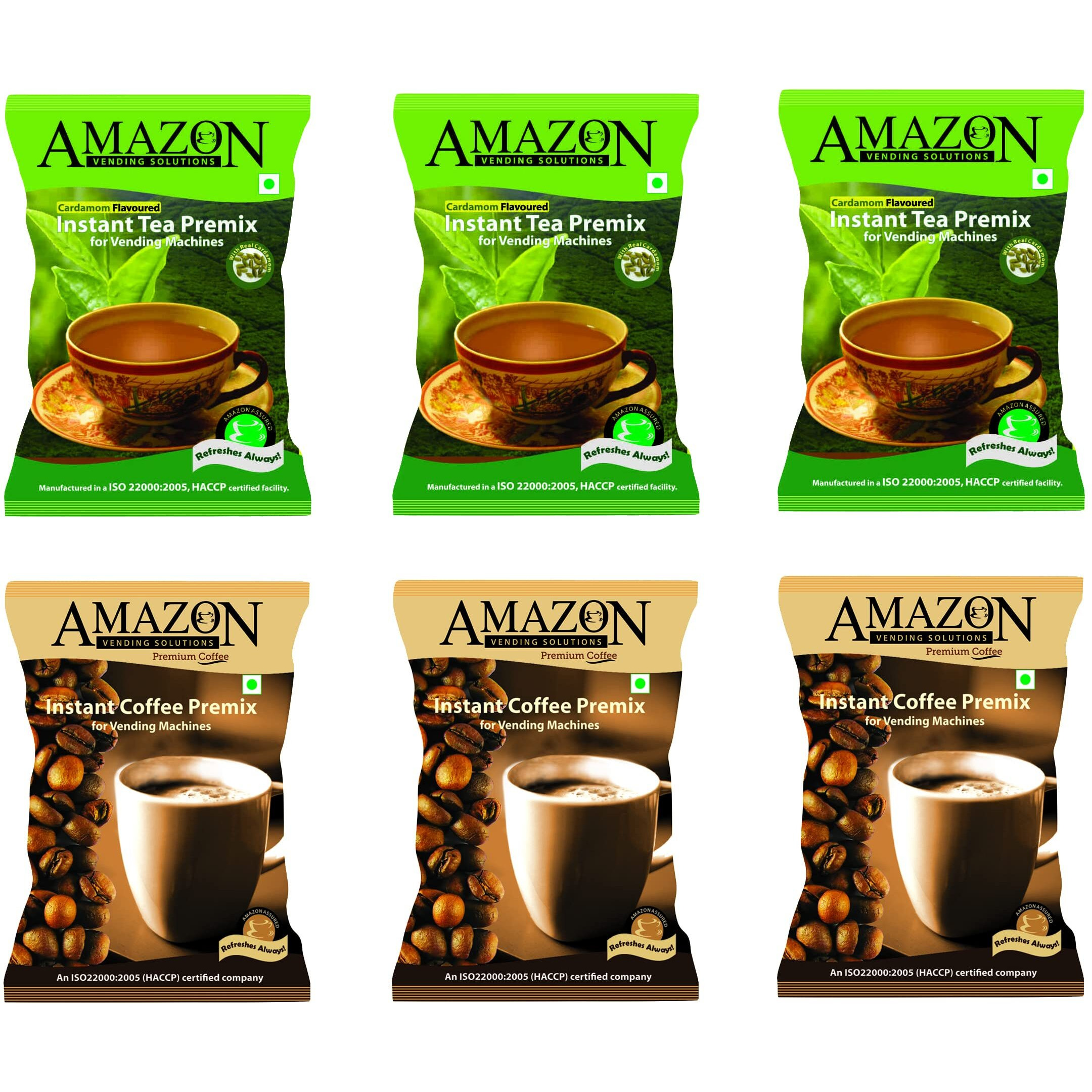 AMAZON 3 in 1 Instant Regular Cardamom Tea (3 kg) and Premium Coffee Premix (3 kg) Combo (Premix Contains Tea, Milk and Sugar) for Vending Machines