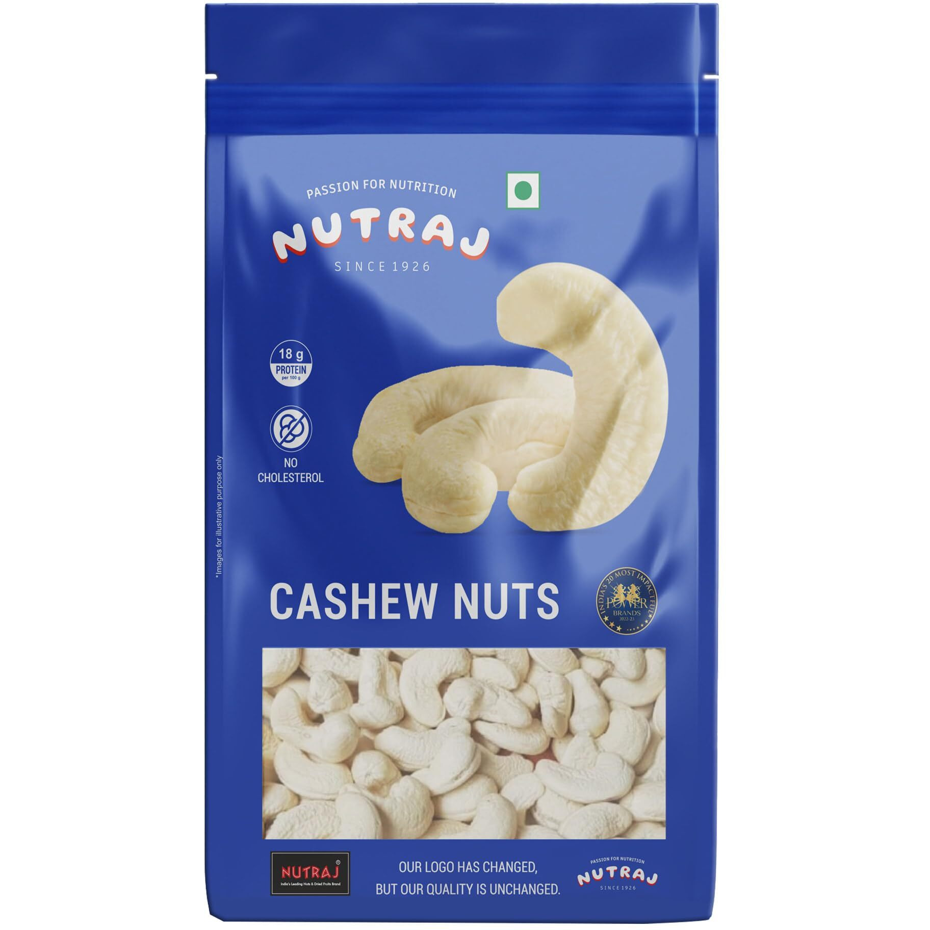 Nutraj Indian Cashews (Kaju) 1kg Pouch - Whole | Dry Fruits and Nuts | Grocery
