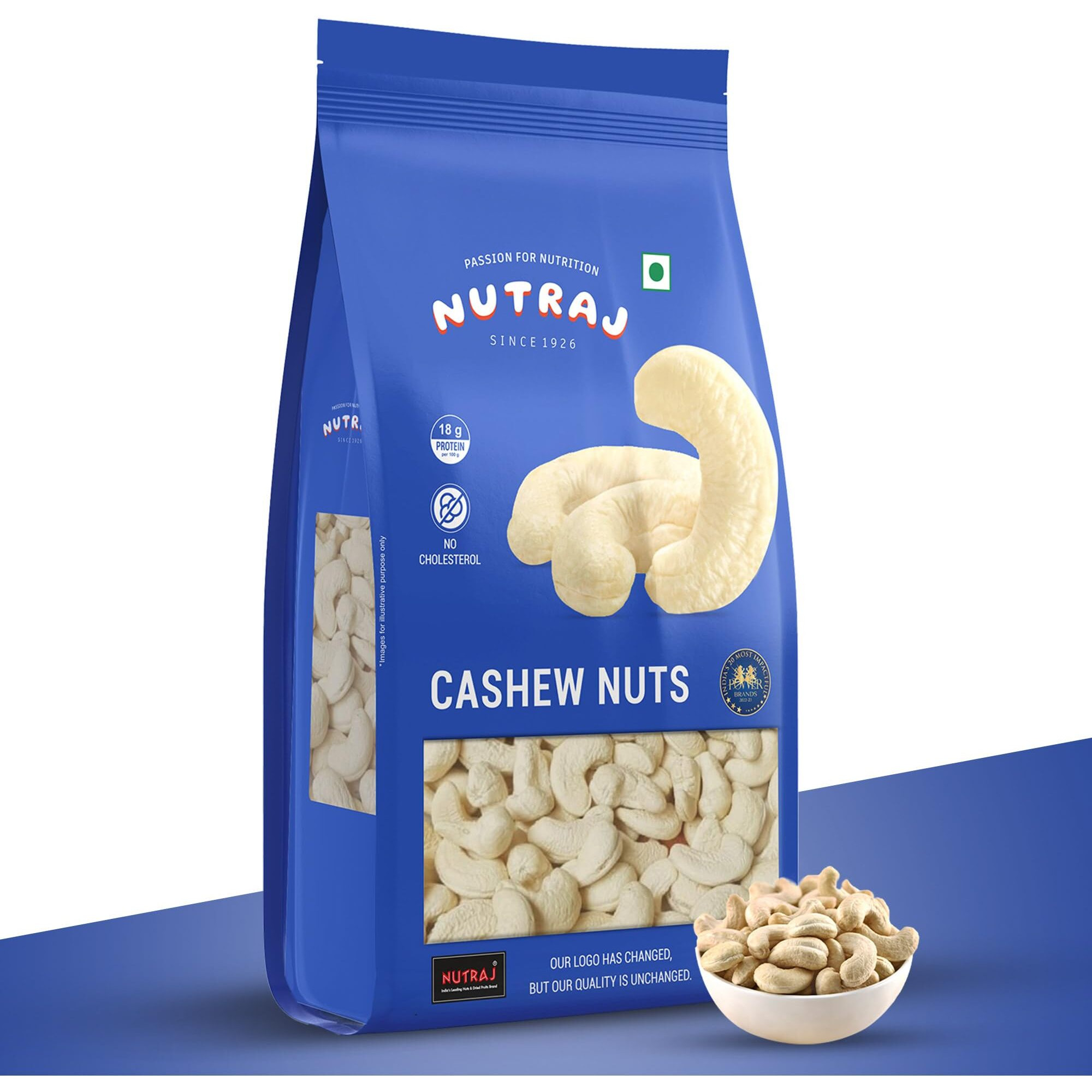 Nutraj Indian Cashews (Kaju) 1kg Pouch - Whole | Dry Fruits and Nuts | Grocery