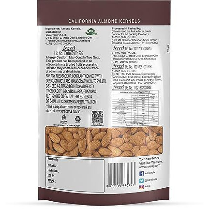 Nutraj Premium Raw California Almonds Whole Value Pouch Pack 250g | 100% Natural and Quality Badam Giri | Dry Fruits Real Nuts