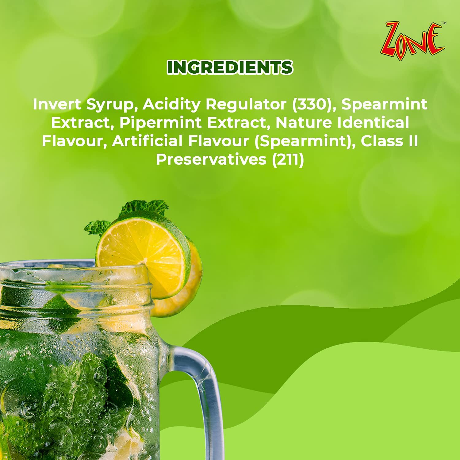 Zone Mojito Syrup 240ml | Pure Mint Flavor for Mocktails, Cocktails, Lemonades, Iced Teas & More | 12+ Flavours