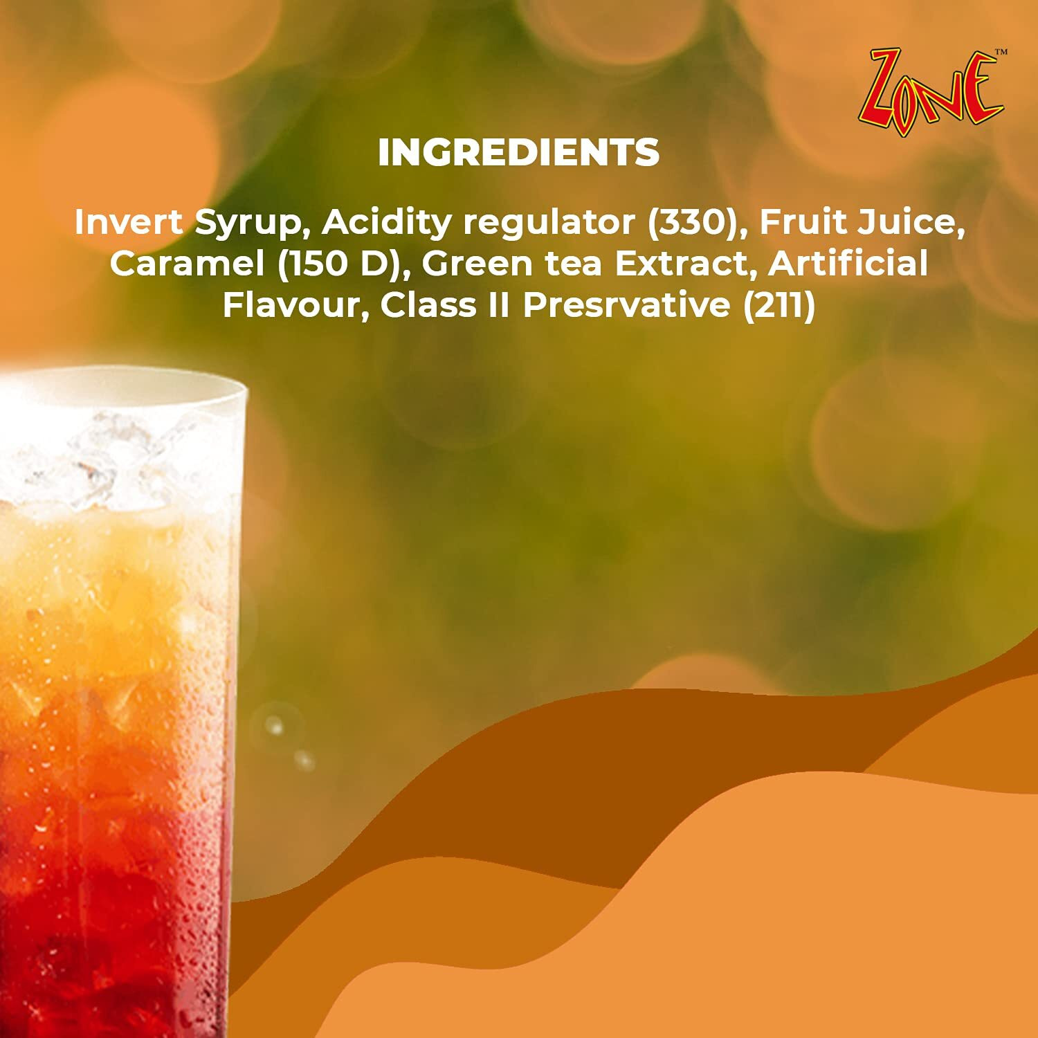 Zone Peach Iced Tea Syrup 240ml | Fresh Natural Flavor for Mocktails, Cocktails, Lemonades, Iced Teas & More | 12+ Flavours
