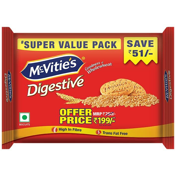 McVities Digestive High Fibre biscuits with Goodness of Wholewheat, 959.1g, Super Saver Family Pack