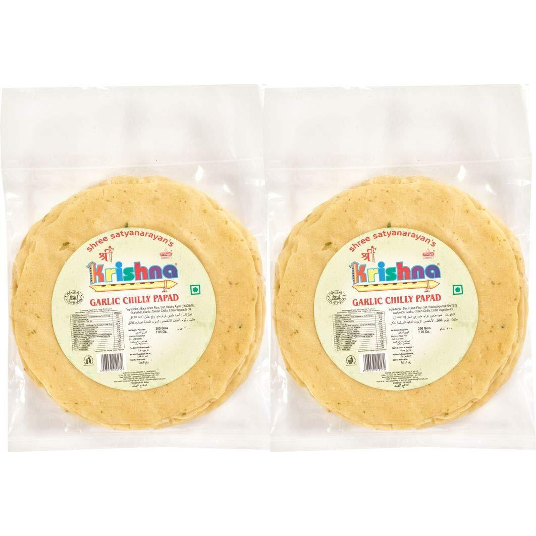 Shree Krishna Garlic Chilly Papad |200 GMS| Pack of 2 |