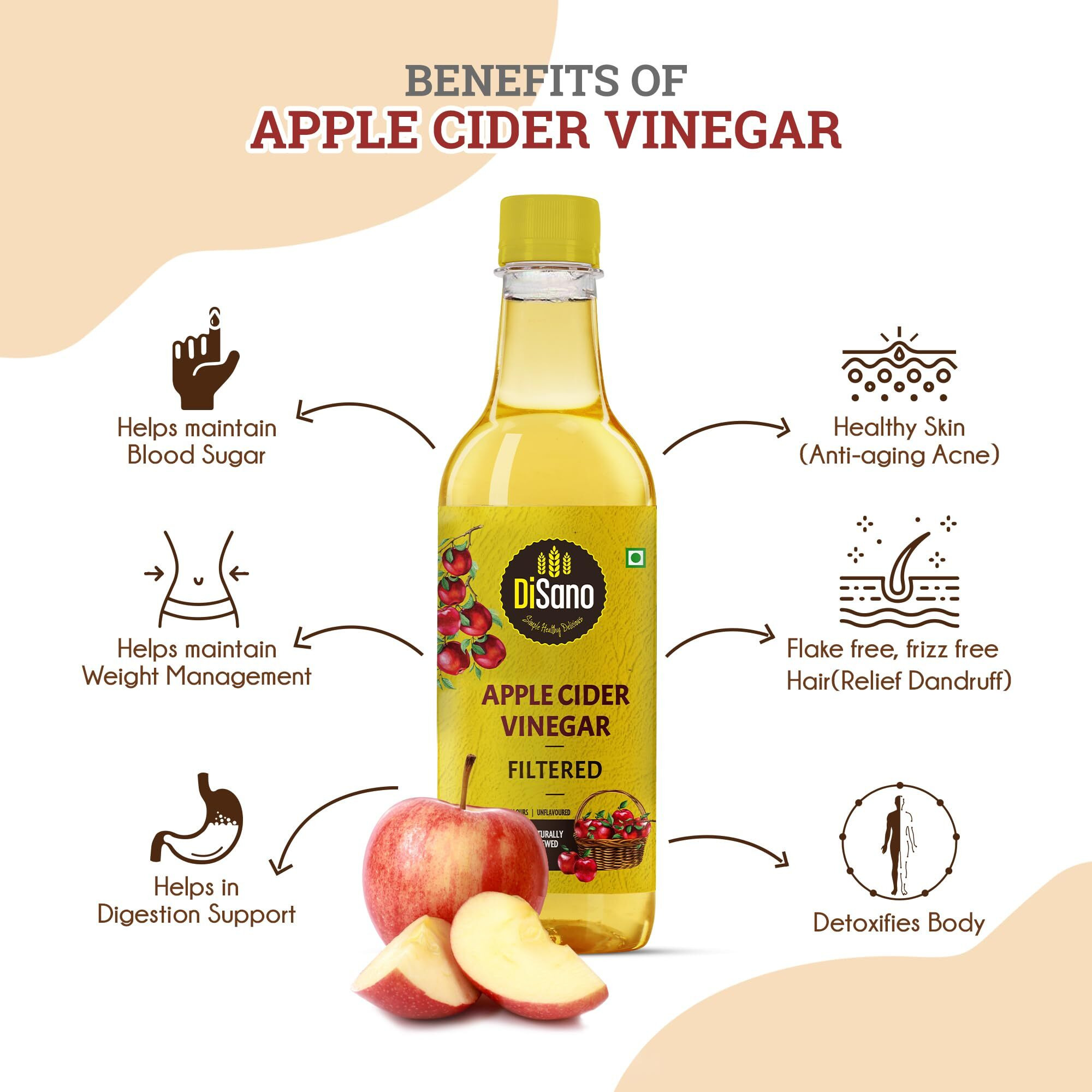 DiSano Apple Cider Vinegar (ACV), Filtered, 500ml