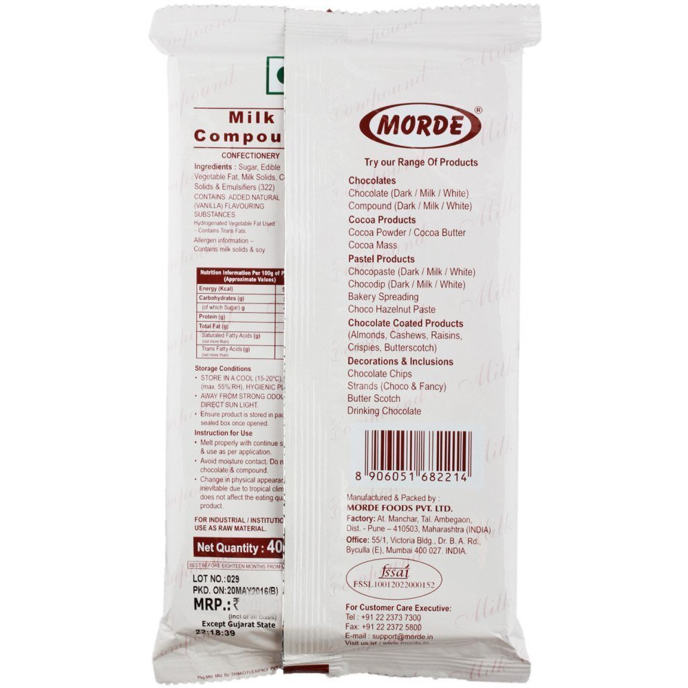 MORDE Milk Compound Slab 400G -Pack Of 2Pc, Powder