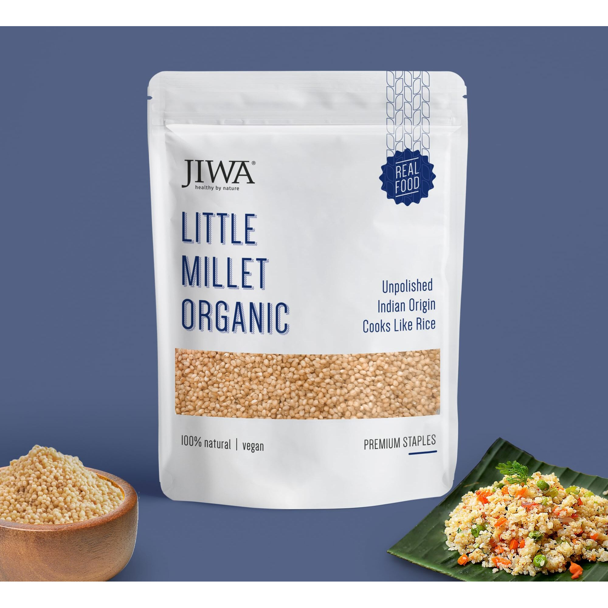 JIWA healthy by nature Organic Little Millet | 100% Natural & Gluten Free | Cooks in 15mins | Kutki Seeds | Unpolished High Fiber Minor Millets | Wholegrain | Low GI | 1 kg
