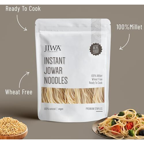 JIWA healthy by nature SENTICUM Jiwa Instant Jowar Noodles|100% Millet Noodles|Gluten Free|Easy & Ready To Cook|No Maida, No Atta|Wheat Free|200 Gram