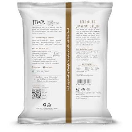 JIWA healthy by nature Cold Pressed Organic Chana Sattu Flour|High Protein|High Fiber|Roasted Bengal Gram Atta|Certified Organic & Naturally Gluten Free|100% Natural & Whole Grain|1 Kg
