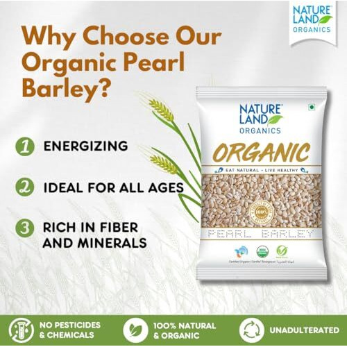 Natureland Organics Pearl Barley 500 Gm - Organic Barley