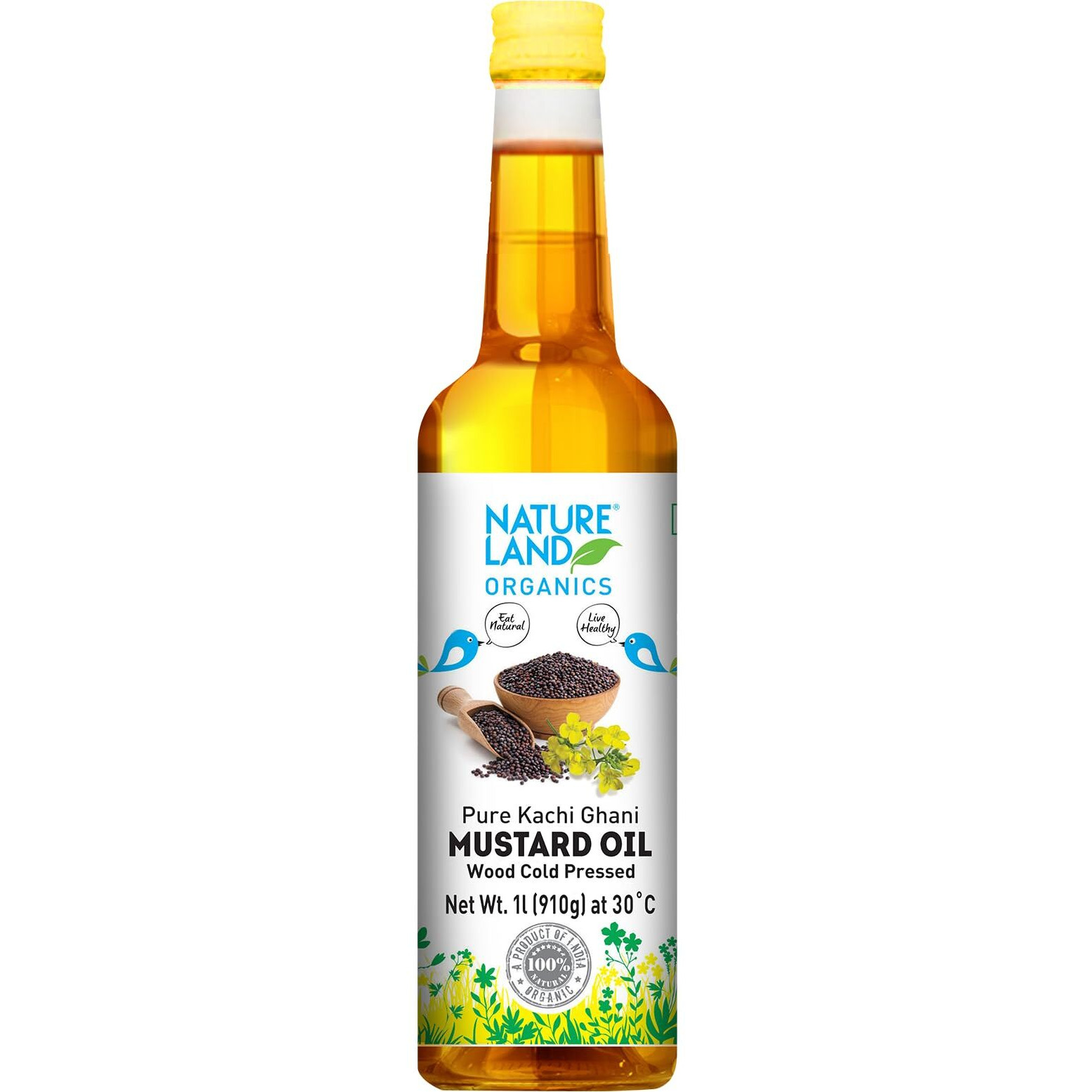 Natureland Organics Kachhi Ghani Pure Mustard Oil 1 Ltr - Cold Pressed