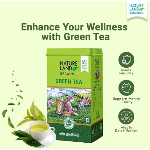 Natureland Organics Green Tea 200 Gm - 100% Organic Loose Leaf Tea