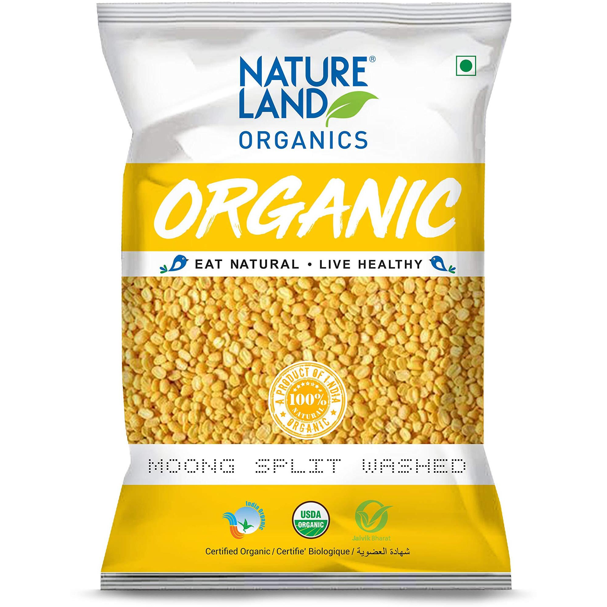 Natureland Organics Moong Dal Yellow/Split Washed 500 Gm - Organic Healthy Pulses