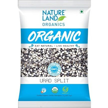 Natureland Organics Urad Chilka/Split 1 Kg - Organic Healthy Pulses