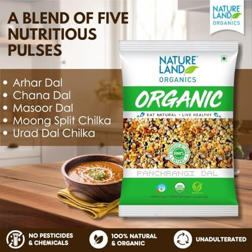 Natureland Organics Panchrangi Dal/Mix Dal 1 Kg - Organic Healthy Pulses