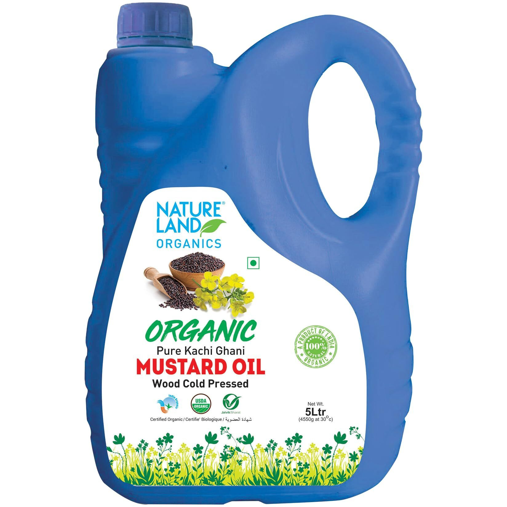 Natureland Organics Kachhi Ghani Pure Mustard Oil 5 Ltr - Cold Pressed