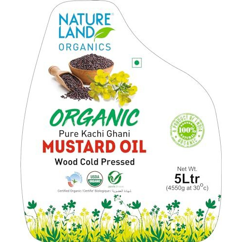 Natureland Organics Kachhi Ghani Pure Mustard Oil 5 Ltr - Cold Pressed