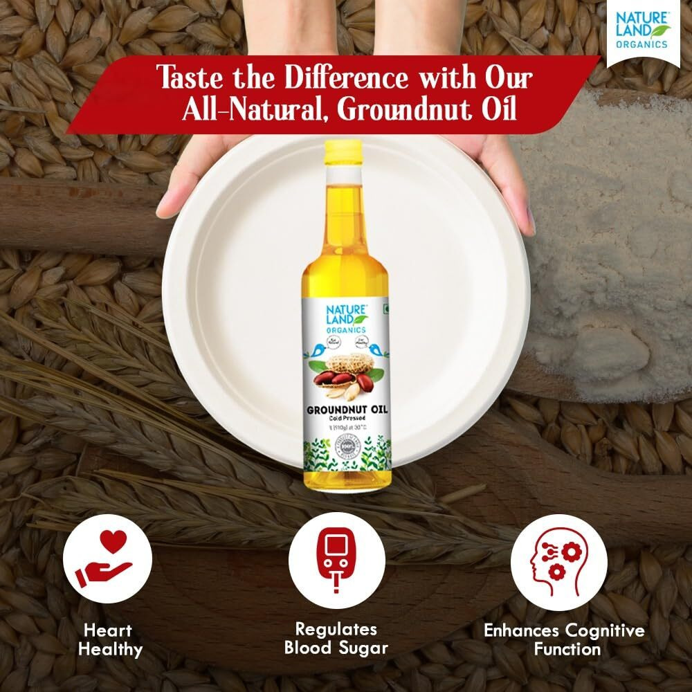 Natureland Organics Groundnut Oil/Peanut Oil 1 Ltr - Cold Pressed