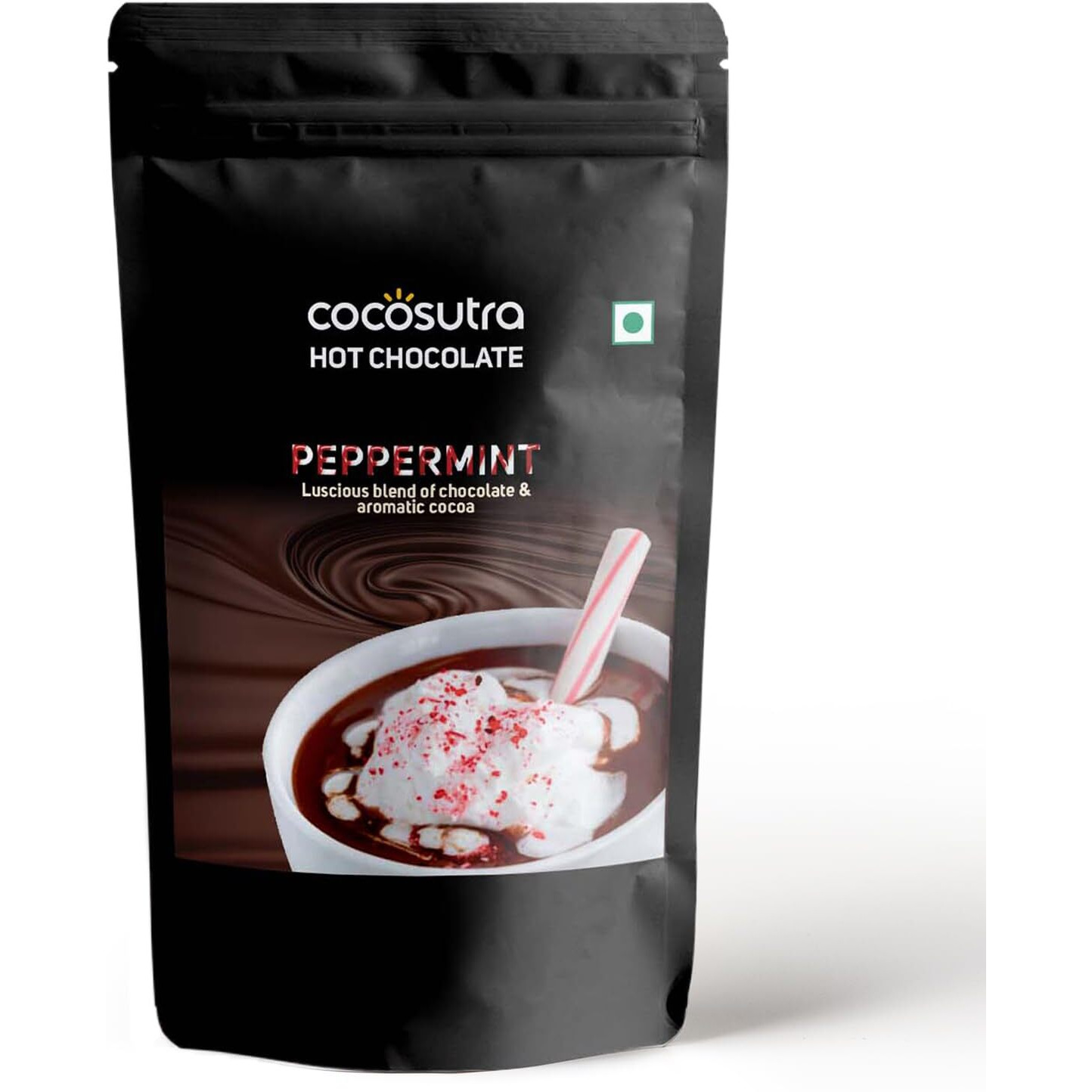 COCOSUTRA Peppermint Hot Chocolate Mix | Enjoy hot or cold | 500 gm | 100% Natural & Vegan Drinking Chocolate | Serves 20 Cups