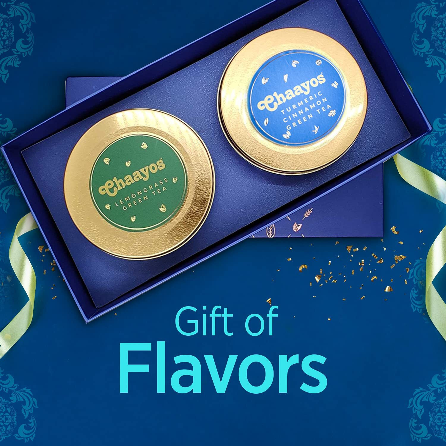 Chaayos Premium Gift Hamper | Contains Turmeric Cinnamon & Lemongrass Loose Green Tea Leaves | Loose Leaf Tea Set | Green Tea Gift Box Set | Luxury gift set