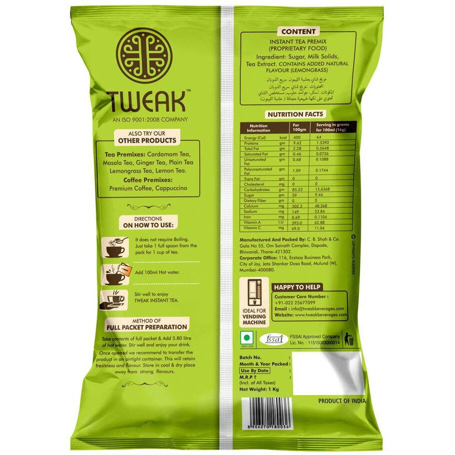 Tweak instant tea premix with Lemongrass 1KG