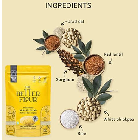 The Better Flour - Protein Rich Chickpea Flour, Healthy Low carb Keto Atta | Gluten-free | Protein Rich | Low Carb | White Chickpea & Millets Flour | Low Glycemic Multipurpose Atta (500 gm)
